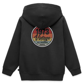 1973 - Kinder Premium Organic Zip Hoodie - Schwarz - Hinten - AI Model Kid Male (0cm)