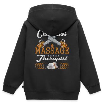 Kettensägen Massage - Kinder Premium Organic Zip Hoodie - Schwarz - Hinten - AI Model Kid Male (0cm)