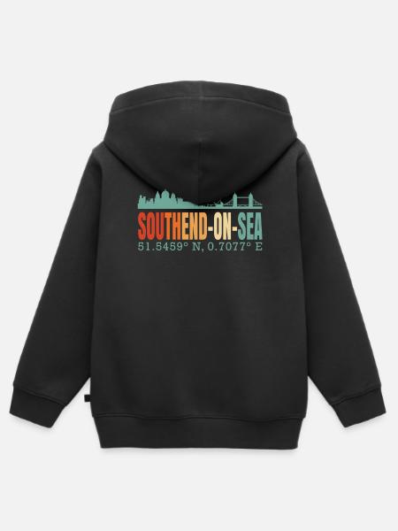 Southend-On-Sea - Sweat Premium à capuche zippé enfant bio - noir
