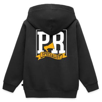 PR Specialist Job Public Relations Profession - Kids Premium Organic Zip-up Hoodie - black - Back - AI Model Kid Male (0cm)