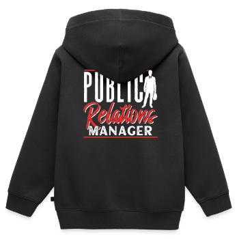 Responsable Relations Publiques PR Job Profession - Sweat Premium à capuche zippé enfant bio - noir - Dos - AI Model Kid Male (0cm)