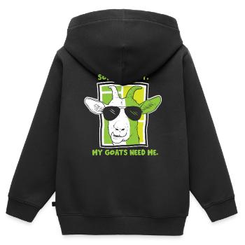 Malheureusement, mes chèvres n’ont pas besoin de moi animal - Sweat Premium à capuche zippé enfant bio - noir - Dos - AI Model Kid Male (0cm)