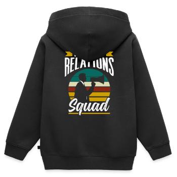 Équipe de relations publiques PR Öffentlichkeitsarbeit - Sweat Premium à capuche zippé enfant bio - noir - Dos - AI Model Kid Male (0cm)