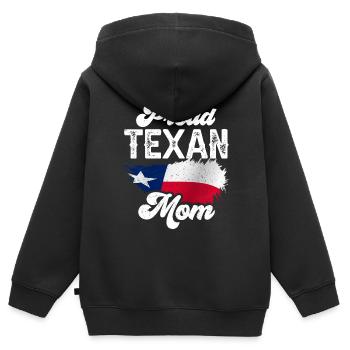 Fière mère texane Texas Texas Texan - Sweat Premium à capuche zippé enfant bio - noir - Dos - AI Model Kid Male (0cm)