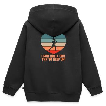 Courir - Sweat Premium à capuche zippé enfant bio - noir - Dos - AI Model Kid Male (0cm)