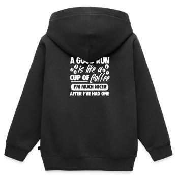 Courir - Sweat Premium à capuche zippé enfant bio - noir - Dos - AI Model Kid Male (0cm)