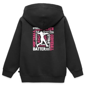 Softball joueur de baseball sports lanceur cadeau - Sweat Premium à capuche zippé enfant bio - noir - Dos - AI Model Kid Male (0cm)