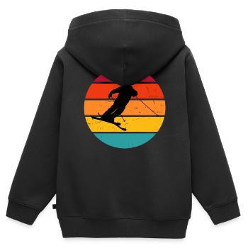 Ski Jumping Damen Ski Freestyle Slopestyle - Kinder Premium Organic Zip Hoodie - Schwarz - Hinten - AI Model Kid Male (0cm)