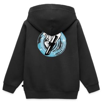 Snowboards Snowboarding Snowboarder Snowboard - Sweat Premium à capuche zippé enfant bio - noir - Dos - AI Model Kid Male (0cm)