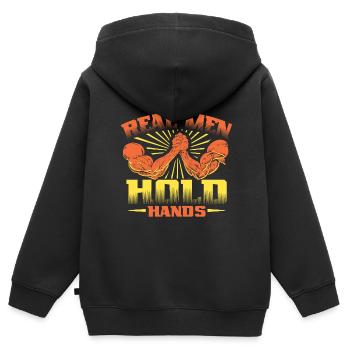 Real men hold hands - Armdrücken - Kinder Premium Organic Zip Hoodie - Schwarz - Hinten - AI Model Kid Male (0cm)