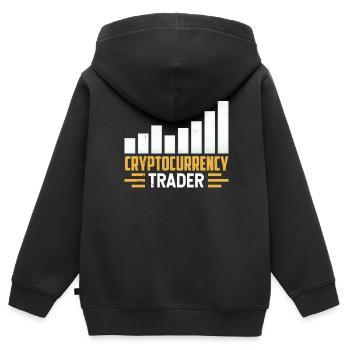 Crypto-Trader Crypto Trader Crypto - Sweat Premium à capuche zippé enfant bio - noir - Dos - AI Model Kid Male (0cm)