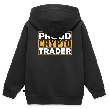 Fier Crypto Trader Trade Crypto Trading - Sweat Premium à capuche zippé enfant bio - noir - Dos - AI Model Kid Male (0cm)