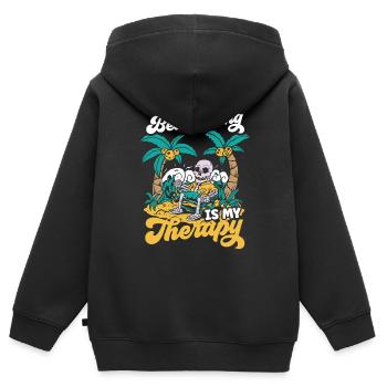 Les vacances à la plage sont ma thérapie Plage de plage - Sweat Premium à capuche zippé enfant bio - noir - Dos - AI Model Kid Male (0cm)