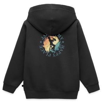 Jazz is my Happy Place Musikrichtung - Kinder Premium Organic Zip Hoodie - Schwarz - Hinten - AI Model Kid Male (0cm)