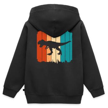 T-Rex - Sweat Premium à capuche zippé enfant bio - noir - Dos - AI Model Kid Male (0cm)