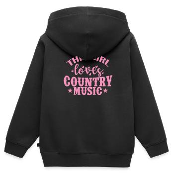 Cette fille aime la musique country USA Amérique - Sweat Premium à capuche zippé enfant bio - noir - Dos - AI Model Kid Male (0cm)