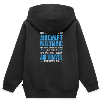 Flugzeugmechaniker Luftfahrt Flugzeug Geschenk - Kinder Premium Organic Zip Hoodie - Schwarz - Hinten - AI Model Kid Male (0cm)