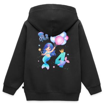 Meerjungfrau Geburtstags Shirt - Mädchen 4 Jahre - Kinder Premium Organic Zip Hoodie - Schwarz - Hinten - AI Model Kid Male (0cm)
