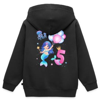 Meerjungfrau Geburtstags Shirt - Mädchen 5 Jahre - Kinder Premium Organic Zip Hoodie - Schwarz - Hinten - AI Model Kid Male (0cm)