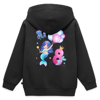 Meerjungfrau Geburtstags Shirt - Mädchen 8 Jahre - Kinder Premium Organic Zip Hoodie - Schwarz - Hinten - AI Model Kid Male (0cm)