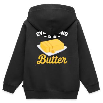 Everything Is In Butter - Kinder Premium Organic Zip Hoodie - Schwarz - Hinten - AI Model Kid Male (0cm)
