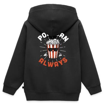Popcorn - Kinder Premium Organic Zip Hoodie - Schwarz - Hinten - AI Model Kid Male (0cm)