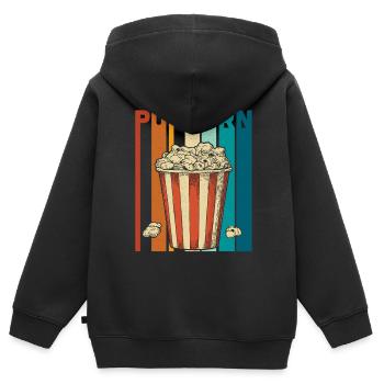 Popcorn - Kinder Premium Organic Zip Hoodie - Schwarz - Hinten - AI Model Kid Male (0cm)