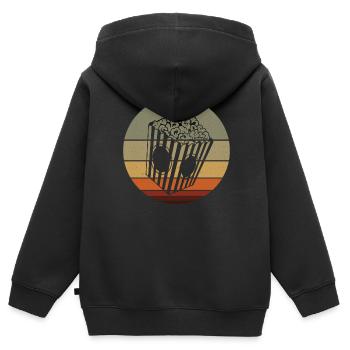 Popcorn - Kinder Premium Organic Zip Hoodie - Schwarz - Hinten - AI Model Kid Male (0cm)