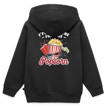 Popcorn - Kinder Premium Organic Zip Hoodie - Schwarz - Hinten - AI Model Kid Male (0cm)