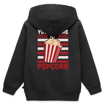 Popcorn - Kinder Premium Organic Zip Hoodie - Schwarz - Hinten - AI Model Kid Male (0cm)