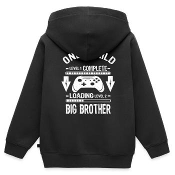 BiG Brother Loading Gamer gender reveal idea - Kinder Premium Organic Zip Hoodie - Schwarz - Hinten - AI Model Kid Male (0cm)