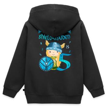 Schildmaid - Anniversaire 5 ans Nordic Vikings - Sweat Premium à capuche zippé enfant bio - noir - Dos - AI Model Kid Male (0cm)