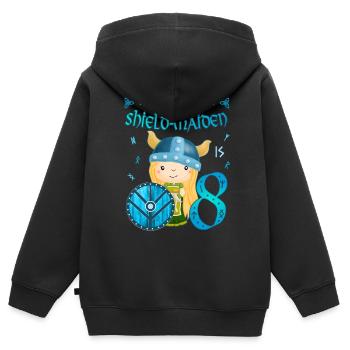 Schildmaid - Geburtstag 8 Jahre nordisch Wikinger - Kinder Premium Organic Zip Hoodie - Schwarz - Hinten - AI Model Kid Male (0cm)
