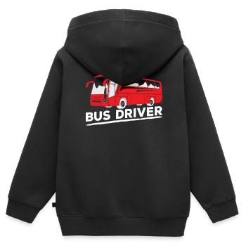 Busfahrer Reisebus Busfahren - Kinder Premium Organic Zip Hoodie - Schwarz - Hinten - AI Model Kid Male (0cm)