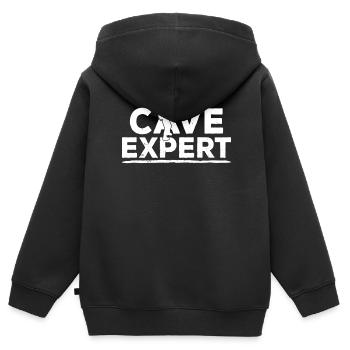 Cave Expert Spéléologie Grotte - Sweat Premium à capuche zippé enfant bio - noir - Dos - AI Model Kid Male (0cm)