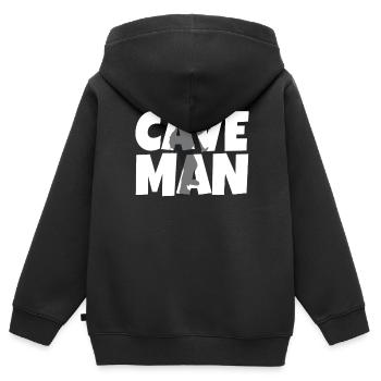 Höhlenmensch Cave Man Höhle Spéléologie Höhlenwandern - Sweat Premium à capuche zippé enfant bio - noir - Dos - AI Model Kid Male (0cm)