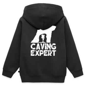 Spéléologue Spéléologue Spéléologie Grotte de Spéléologie - Sweat Premium à capuche zippé enfant bio - noir - Dos - AI Model Kid Male (0cm)