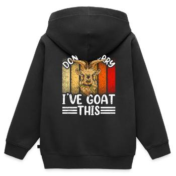 Mach Dir Keine Sorgen Ich Habe Das Im Griff Ziege - Kinder Premium Organic Zip Hoodie - Schwarz - Hinten - AI Model Kid Male (0cm)