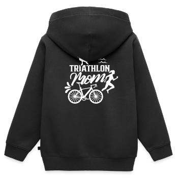 Triathlon Mama Triathlète Triathlète Triathlons - Sweat Premium à capuche zippé enfant bio - noir - Dos - AI Model Kid Male (0cm)