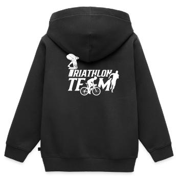 Triathlon Équipe Triathlète Triathlète Triathlon - Sweat Premium à capuche zippé enfant bio - noir - Dos - AI Model Kid Male (0cm)