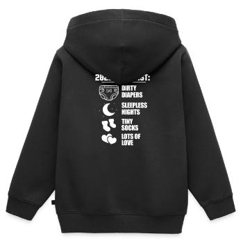 Grossesse Grossesse Naissance Bébé Cadeau - Sweat Premium à capuche zippé enfant bio - noir - Dos - AI Model Kid Male (0cm)