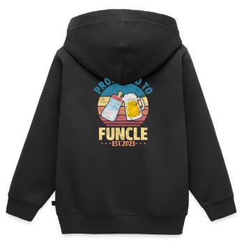 Oncle enceinte - Sweat Premium à capuche zippé enfant bio - noir - Dos - AI Model Kid Male (0cm)