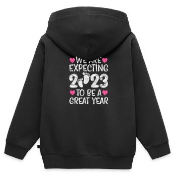 Grossesse - Sweat Premium à capuche zippé enfant bio - noir - Dos - AI Model Kid Male (0cm)