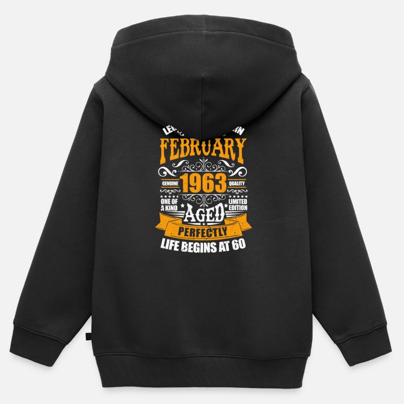Février 1963 - Sweat Premium à capuche zippé enfant bio - noir