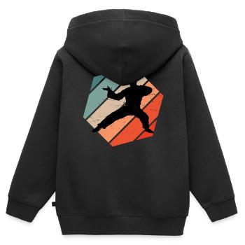 Herren Kung Fu Damen Kampfsport Kungfu Wushu - Kinder Premium Organic Zip Hoodie - Schwarz - Hinten - AI Model Kid Male (0cm)