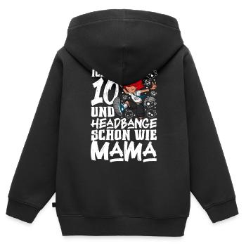 J’ai 10 ans - Girl Rocker - Sweat Premium à capuche zippé enfant bio - noir - Dos - AI Model Kid Male (0cm)