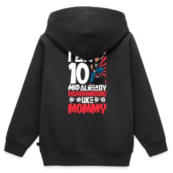 I'm 10 - Young Rocker - Kids Premium Organic Zip-up Hoodie - black - Back - AI Model Kid Male (0cm)