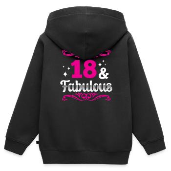 18 et fabuleux dix-huit ans - Sweat Premium à capuche zippé enfant bio - noir - Dos - AI Model Kid Male (0cm)