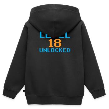 Niveau 18 Débloqué Célébration Dix-huit - Sweat Premium à capuche zippé enfant bio - noir - Dos - AI Model Kid Male (0cm)