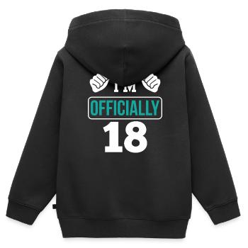 Je suis officiellement 18 ans dix-huit fête - Sweat Premium à capuche zippé enfant bio - noir - Dos - AI Model Kid Male (0cm)